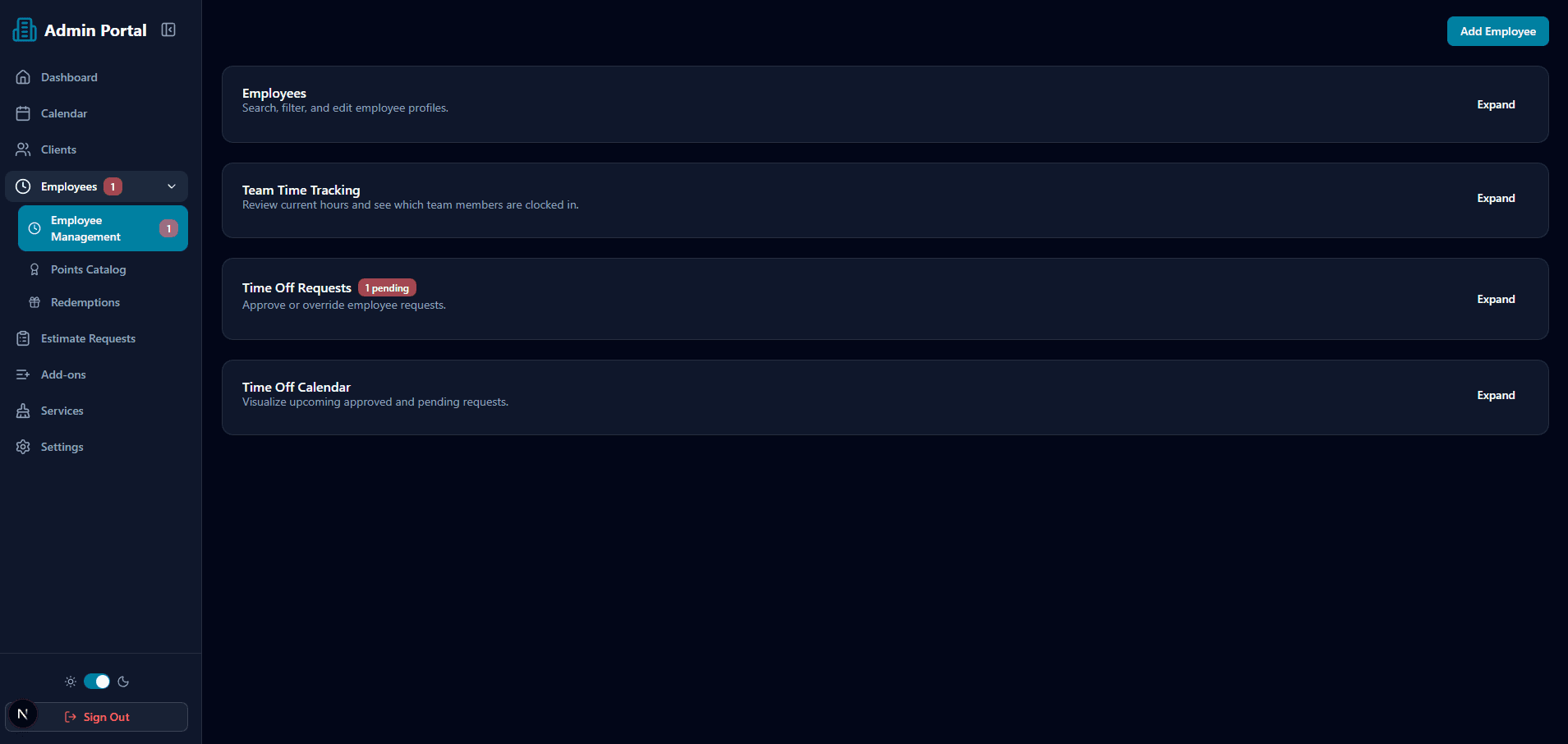 Admin Employee Management